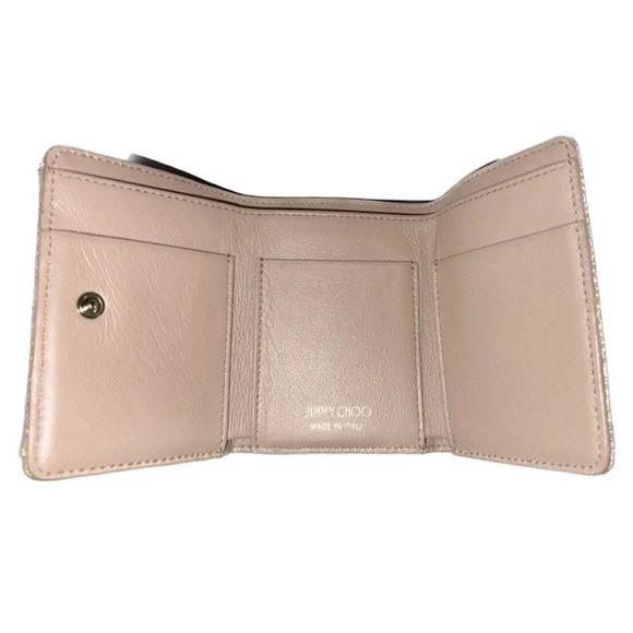 JIMMY CHOO NEMO STAR STUD METALLIC DENIM TRIFOLD WALLET RARE - Picture 11 of 11